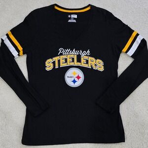 NFL Team Apparel Pittsburgh Steelers Women's Long Sleeve Tee Black Yellow L